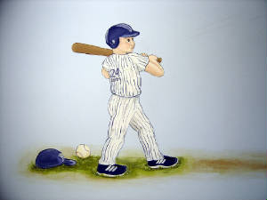 Baseball Player Children Room Mural
