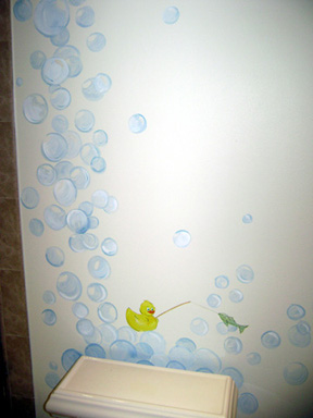 Bubble Bath Children's  Mural With Rubber Duckies
