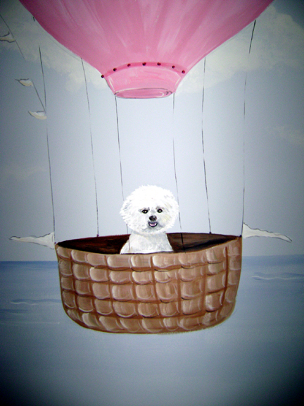 Hot Air Ballon , Sail Boa Mural- Family Dog