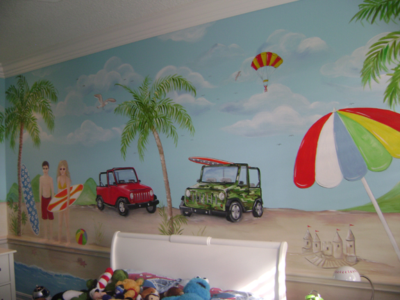 Surf Beach ,Tropical Beach Mural