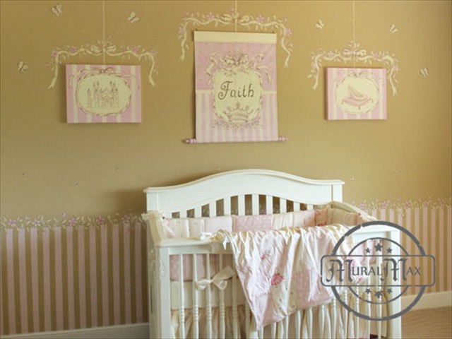 Stripes and Vines Princess Room